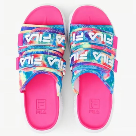NWT Fila Sport Pink Multicolor Tie Dye Slide Sandals  Outdoor Shoes - Picture 1 of 5